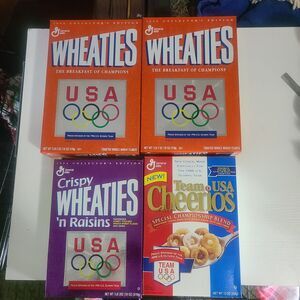 Vintage 1996 Olympics Team Cereal box Lot Of 4 Wheaties & Is cheerios Empty Box